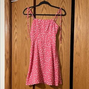Pink Sleeveless Dress with White Pattern